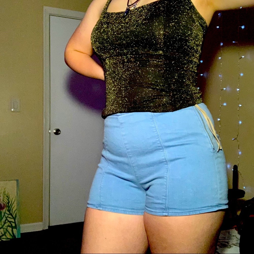 Express jeans blue shirt shorts, size 10